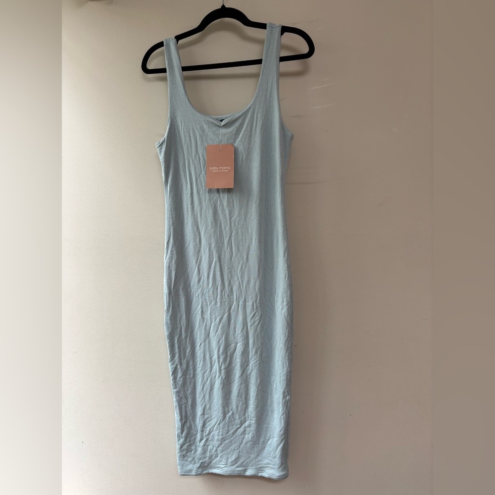 Naked Wardrobe Light Blue Maternity Midi Dress-L tags on